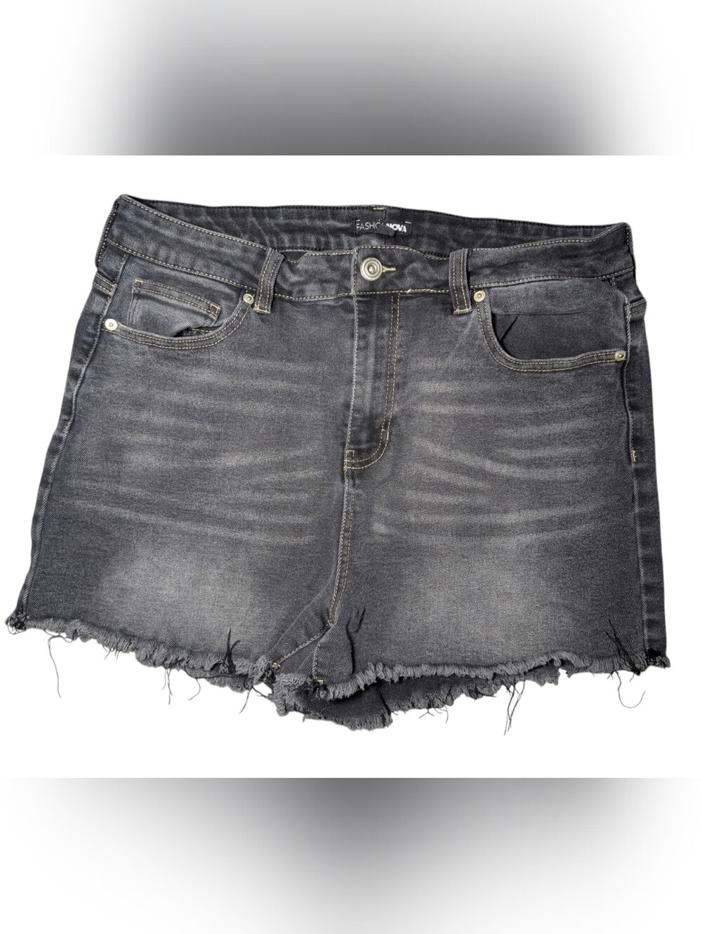 Fashion Nova Women's Black Washed Denim Cutoff Shorts Size Medium